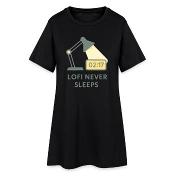 Lofi Never Sleeps Hoodie – Night Study Vibes - Women’s T-Shirt Dress - black - Front