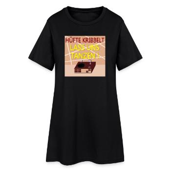 TÄNZER SPRÜCHE TANZEN SCHALLPLATTE - Frauen T-Shirt-Kleid - Schwarz - Vorne