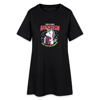 Mein kleines Akkordeon Einhorn spielt Zauberton - Frauen T-Shirt-Kleid - Schwarz - Vorne