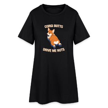 Funny Corgi Butts Drive Me Nuts Design - Frauen T-Shirt-Kleid - Schwarz - Vorne