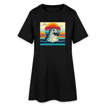 Phoque - Robe T-shirt Femme - noir - Devant