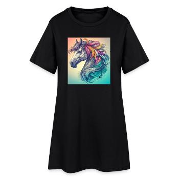 cheval - Robe T-shirt Femme - noir - Devant