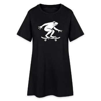 Minimalist Frog Toad Toad Skateboarder - Women’s T-Shirt Dress - black - Front