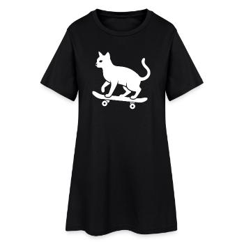 Cool Cat Skateboarder Silhouette Minimaliste - Robe T-shirt Femme - noir - Devant