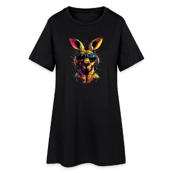 Kangourou Australie Outback Kangourous mignons sauvages - Robe T-shirt Femme - noir - Devant