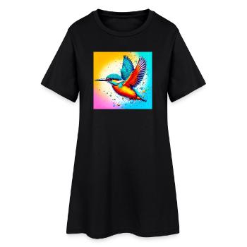 martin-pêcheur - Robe T-shirt Femme - noir - Devant
