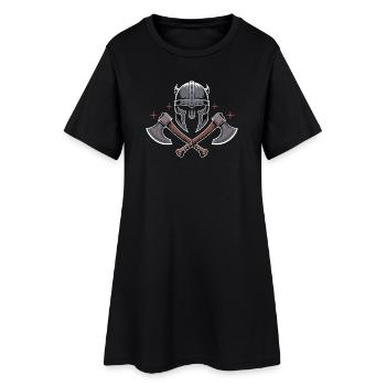 Casque et haches de style barde viking - Robe T-shirt Femme - noir - Devant