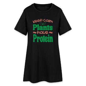 Keep Calm Plants Have Protein - Vegan Vegetarian - Robe T-shirt Femme - noir - Devant