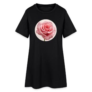 Fleur de rose délicate avec des gouttes d’eau - Robe T-shirt Femme - noir - Devant