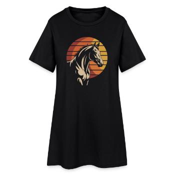 Design élégant pour chevaux dans le style du coucher du soleil - Robe T-shirt Femme - noir - Devant
