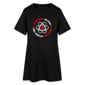protons neutrons electrons - Women’s T-Shirt Dress - black - Front