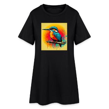 Eisvogel - Frauen T-Shirt-Kleid - Schwarz - Vorne