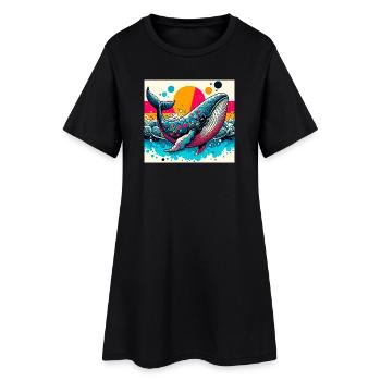 baleine - Robe T-shirt Femme - noir - Devant