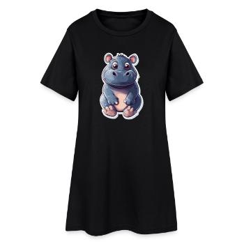 Hippopotame - Robe T-shirt Femme - noir - Devant