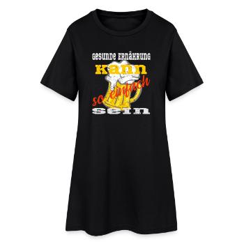 Bierkrug mit einem Spruch - Frauen T-Shirt-Kleid - Schwarz - Vorne