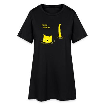 Chat sous-félin jaune design rétro - Robe T-shirt Femme - noir - Devant