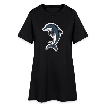Delfin - Frauen T-Shirt-Kleid - Schwarz - Vorne