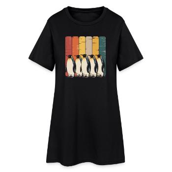 Farbenfrohe Pinguin-Kollektion - Frauen T-Shirt-Kleid - Schwarz - Vorne