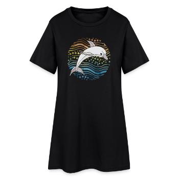 Dauphin dans des vagues abstraites - Robe T-shirt Femme - noir - Devant