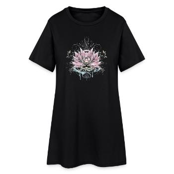 Fleur de lotus délicate avec des éléments d’eau et des graffitis - Robe T-shirt Femme - noir - Devant