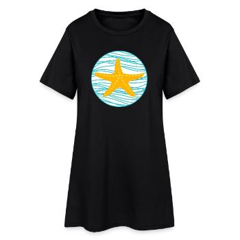 Étoile de mer Vagues Cercle Lac Mer Étoile Maritime Bande dessinée - Robe T-shirt Femme - noir - Devant