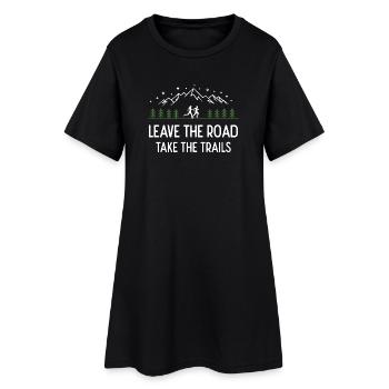 Trailrunning – Verlasse die Straße, nimm die Trails - Frauen T-Shirt-Kleid - Schwarz - Vorne