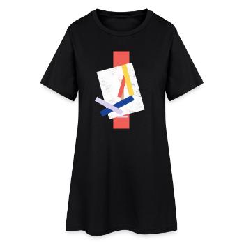 Abstract color block pattern distorted face - Women’s T-Shirt Dress - black - Front