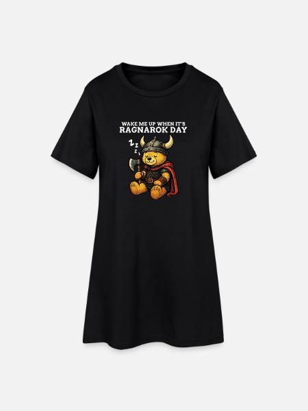 Wake Me Up When it's Ragnarok Day - Humour Geek - Robe T-shirt Femme - noir