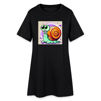 Schnecke - Frauen T-Shirt-Kleid - Schwarz - Vorne