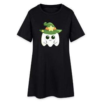 Süßer Geist für Halloween verkleidet als Hexe - Frauen T-Shirt-Kleid - Schwarz - Vorne