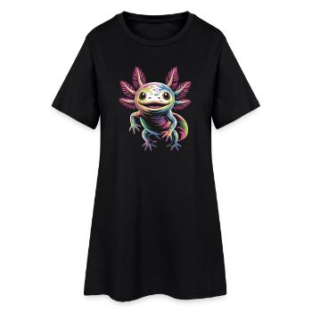 Farbenfroher Axolotl - Frauen T-Shirt-Kleid - Schwarz - Vorne