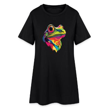 Frog Little Toad Tree Frog Frog Prince Frogs - Women’s T-Shirt Dress - black - Front