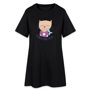 Cat Harbor Ancre Maritime Poisson Bande Dessinée Zodiac - Robe T-shirt Femme - noir - Devant