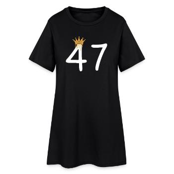 Couronne dorée sur le motif du numéro 47 - Robe T-shirt Femme - noir - Devant