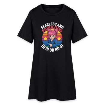 Brave and Fabulous Female Fighter Illustration - Women’s T-Shirt Dress - black - Front