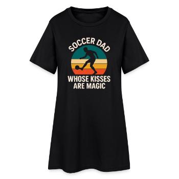 Un papa footballeur dont les baisers sont magiques - Robe T-shirt Femme - noir - Devant