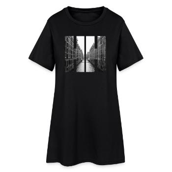 Hamburg Speicherstadt Moin Digga Hansestadt HH - Frauen T-Shirt-Kleid - Schwarz - Vorne
