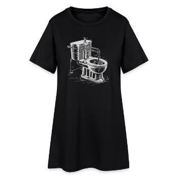 Steampunk Toilet Blueprint Art - Women’s T-Shirt Dress - black - Front