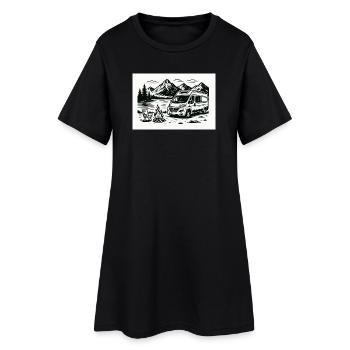1000098331 - Frauen T-Shirt-Kleid - Schwarz - Vorne