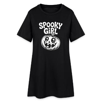Scary pumpkin skull illustration - Women’s T-Shirt Dress - black - Front