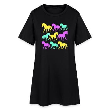 6 chevaux silhouette équipe cavalier équitation amis mignon - Robe T-shirt Femme - noir - Devant