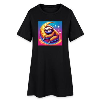 paresse - Robe T-shirt Femme - noir - Devant