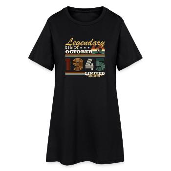 Octobre 1945 Vinatge Retro Cadeau Anniversaire - Robe T-shirt Femme - noir - Devant
