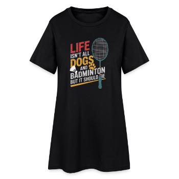 Chien et badminton - Robe T-shirt Femme - noir - Devant