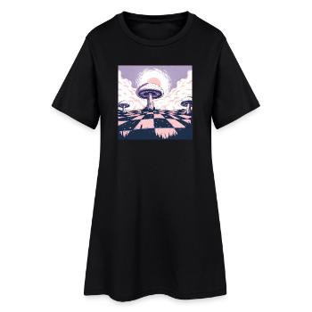 Dreamscape Pilz-Wunderland - Frauen T-Shirt-Kleid - Schwarz - Vorne