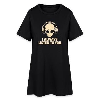 extraterrestre avec des écouteurs - Robe T-shirt Femme - noir - Devant