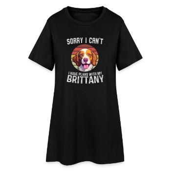 Tut mir leid, ich kann nicht, Britanny Hund Illustration - Frauen T-Shirt-Kleid - Schwarz - Vorne