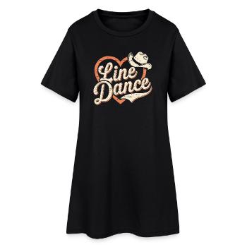 Herz und Cowboy Hut Design Linedance - Frauen T-Shirt-Kleid - Schwarz - Vorne