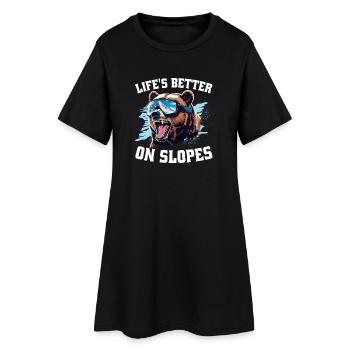 Ski Skifahrer Wintersport Life's better on slopes - Frauen T-Shirt-Kleid - Schwarz - Vorne