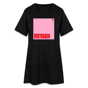 VERTRAUEN HERZ - Frauen T-Shirt-Kleid - Schwarz - Vorne